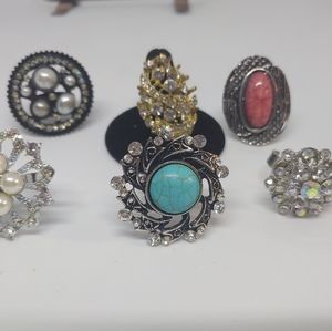 Lot of six costume jewelry rings